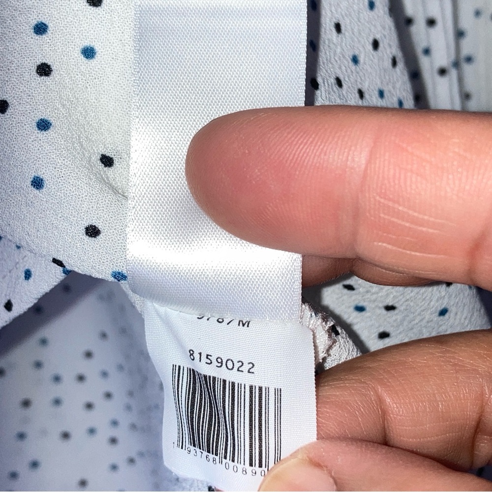 1.State Polka Dot Blouse Balloon Sleeve Round Neck Sz M White Women's - Picture 12 of 16